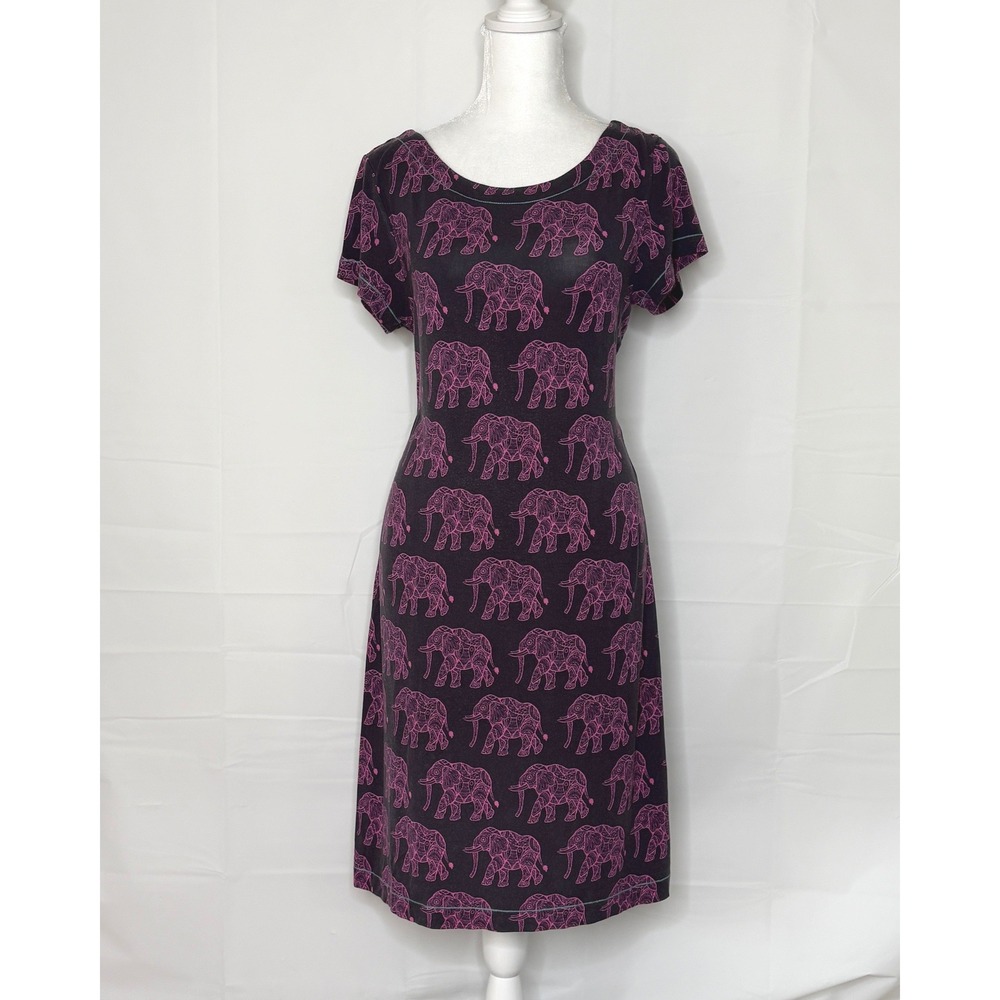 Hatley Dress Elephant Print Short Sleeve‎ Shift Medium Pink Purple Summer